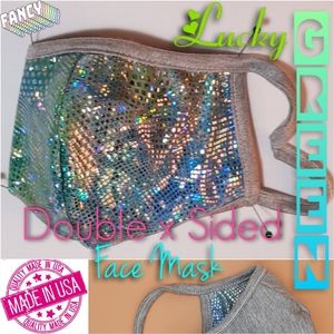 Lucky Green Sparkle Heather Gray Fabric Face Mask